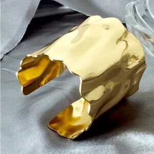 Gold toned textured cuff bangle chic classic trending